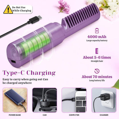 Meneflix Portable Adjustable Hair Straightener Comb